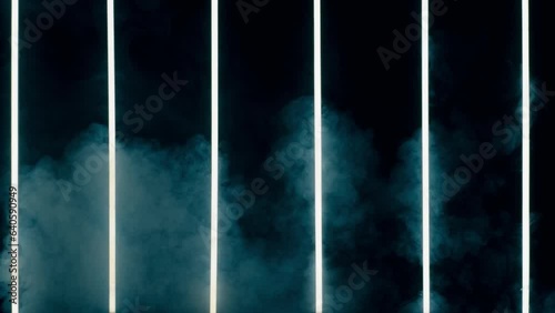 Colored neon light with smoke