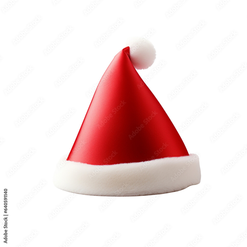 One Christmas hat on a white background. generative ai One Christmas hat on a white background. generative ai