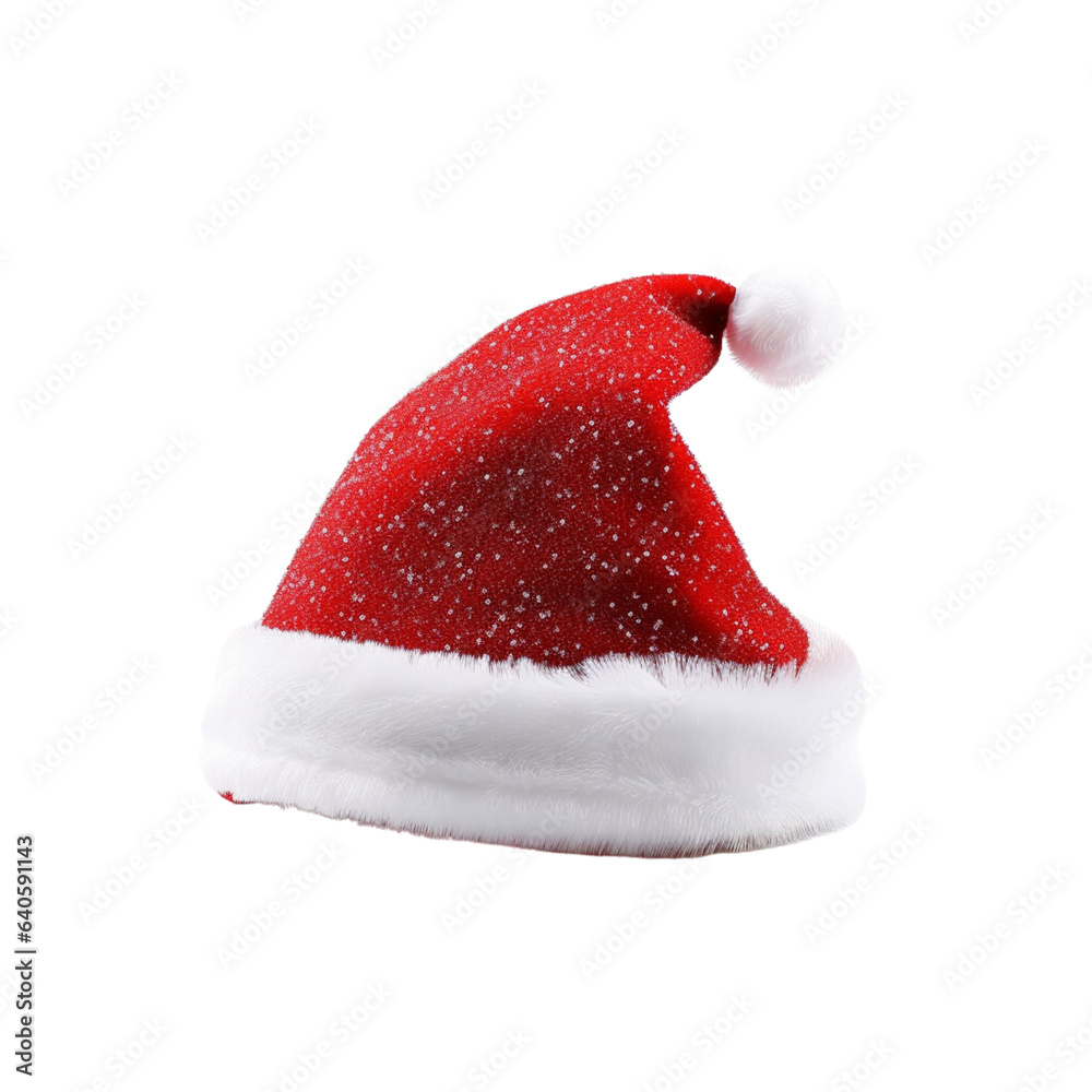 One Christmas hat on a white background. generative ai One Christmas hat on a white background. generative ai