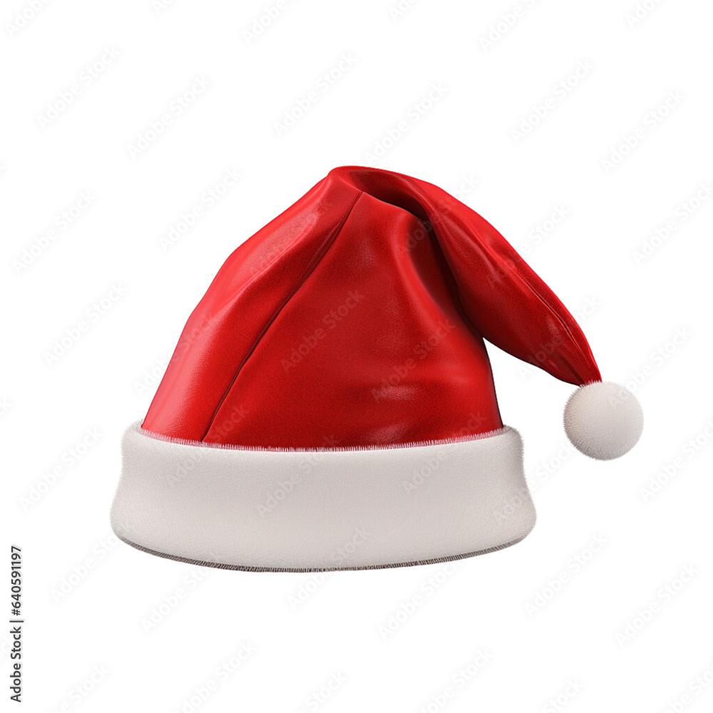 One Christmas hat on a white background. generative ai One Christmas hat on a white background. generative ai
