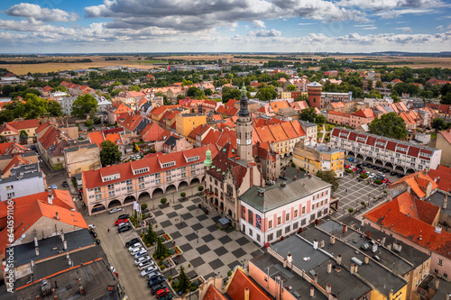 Aerial view of city Jawor in Lower Silesia- captured in summer day.
