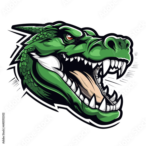Esport vector logo crocodile on white background side view, crocodile icon, crocodile head, crocodile sticker