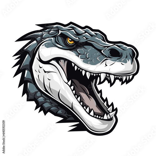 Esport vector logo crocodile on white background side view, crocodile icon, crocodile head, crocodile sticker © Stitch