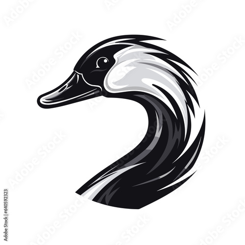 Esport vector logo goose on white background side view, goose icon, goose head, goose sticker, duck, swan