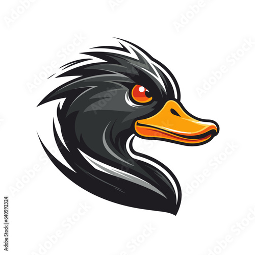 Esport vector logo duck on white background side view, duck icon, duck head, duck sticker, goose, swan