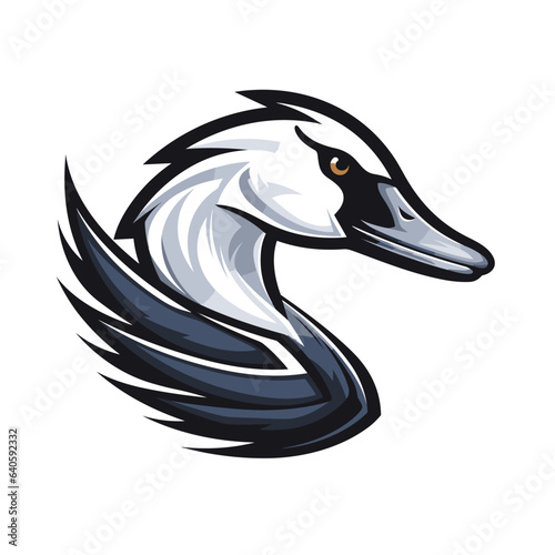 Esport vector logo goose on white background side view, goose icon, goose head, goose sticker, duck, swan