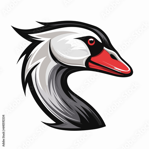 Esport vector logo goose on white background side view, goose icon, goose head, goose sticker, duck, swan