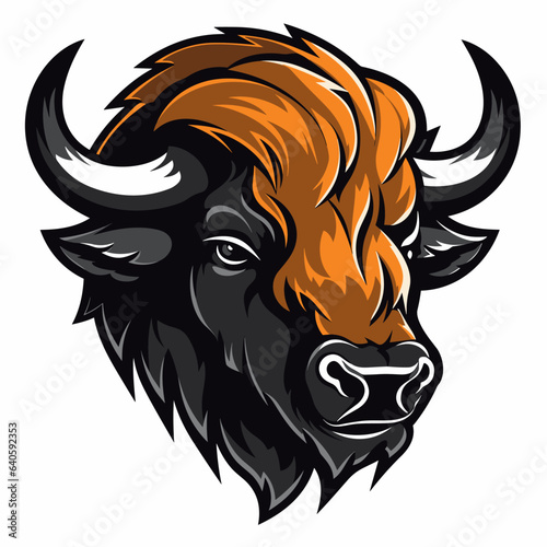Esport vector logo buffalo on white background side view, buffalo icon, buffalo head, buffalo sticker, bull, bison