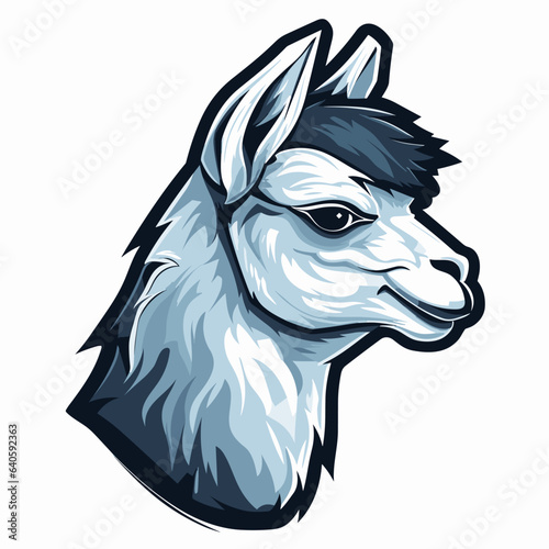 Esport vector logo alpaca on white background side view, alpaca icon, alpaca head, alpaca sticker, llama
