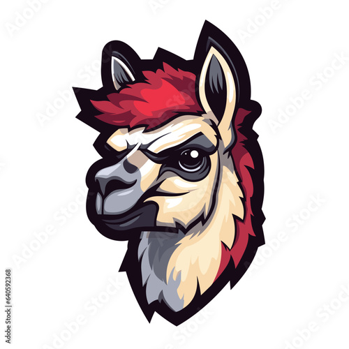 Esport vector logo alpaca on white background side view, alpaca icon, alpaca head, alpaca sticker, llama