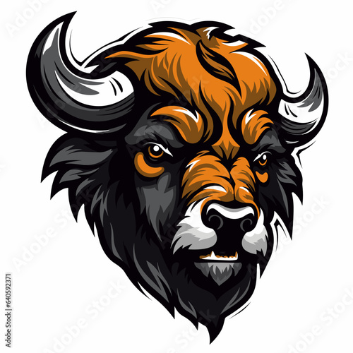 Esport vector logo buffalo on white background side view, buffalo icon, buffalo head, buffalo sticker, bull, bison