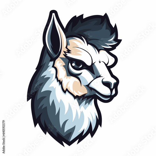 Esport vector logo alpaca on white background side view, alpaca icon, alpaca head, alpaca sticker, llama