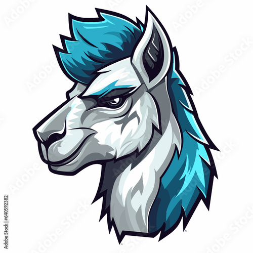 Esport vector logo llama on white background side view, llama icon, llama head, llama sticker, alpaca