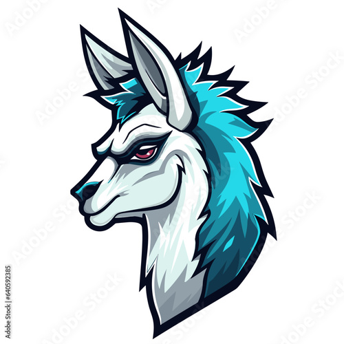 Esport vector logo llama on white background side view, llama icon, llama head, llama sticker, alpaca