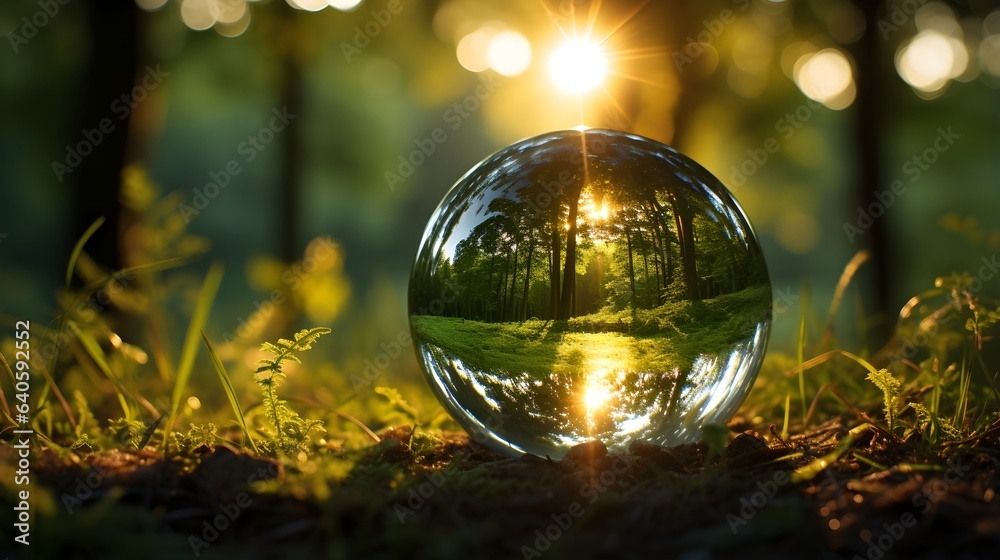 Geheimnisvolle Sphäre in Wald. generative KI Geheimnisvolle Sphäre in Wald. generative KI