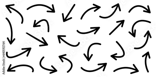 Curved arrows set for business plan, presentation and education. Sign, Symbol, Hand drawn arrow collection