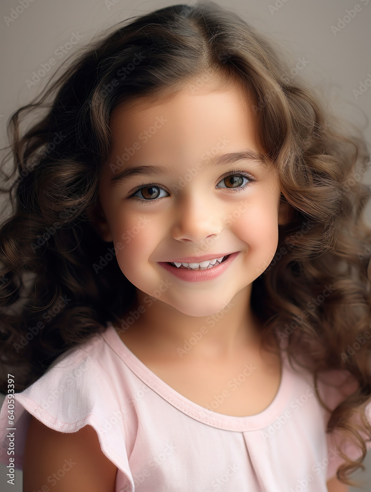 Fototapeta premium Pure Happiness: Vibrant Child's Portrait in Soft Tones, Generative AI