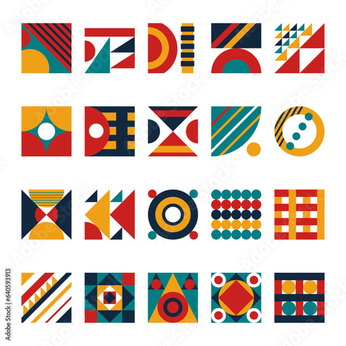 Abstract Bauhaus Shapes and Modern Minimal Style Figures Vector Illustration Set