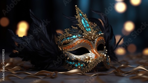 golden venetian mask on red background © Murtaza03ai