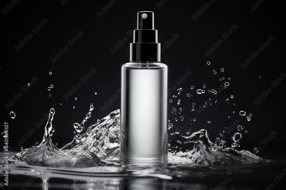 Skin serum bottle hyper realistic image product shot. Generative AI.