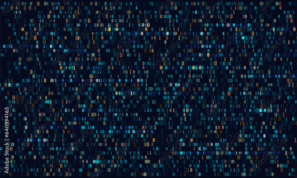 Binary computer code. Cyber background constructed with numbers one and zero. Abstract visualization of programming. Vector illustration. Binary computer code. Cyber background constructed with numbers one and zero. Abstract visualization of programming. Vector illustration.