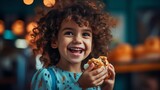 An adorable little Caucasian youngster enjoying something sweet. Generative Ai.