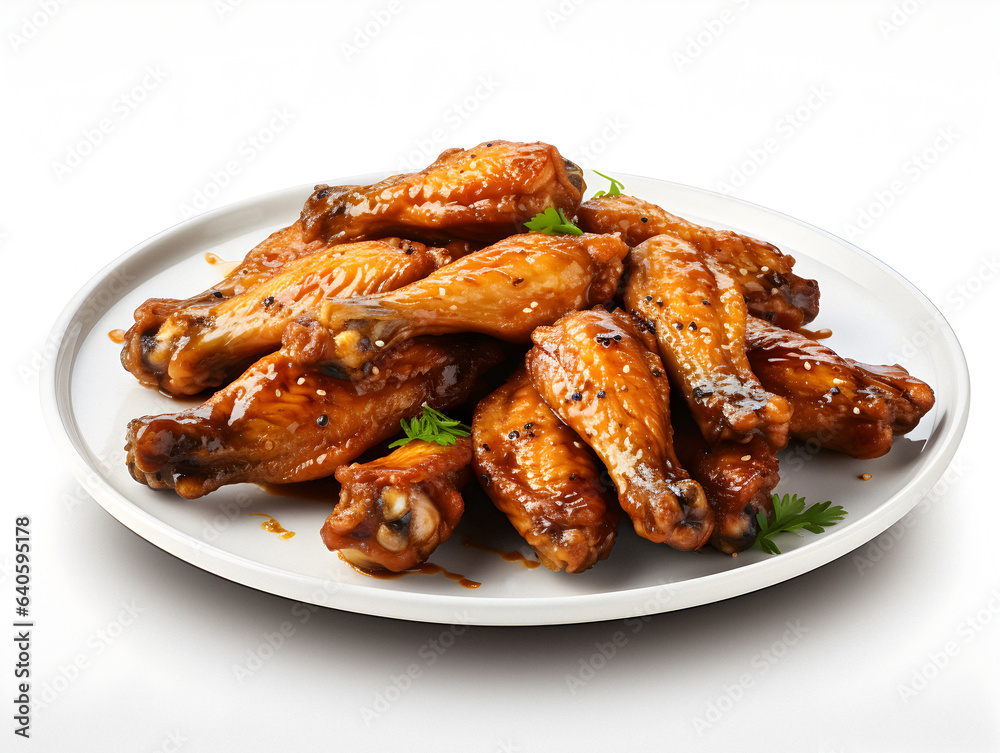 Fried chicken wings in a white plate