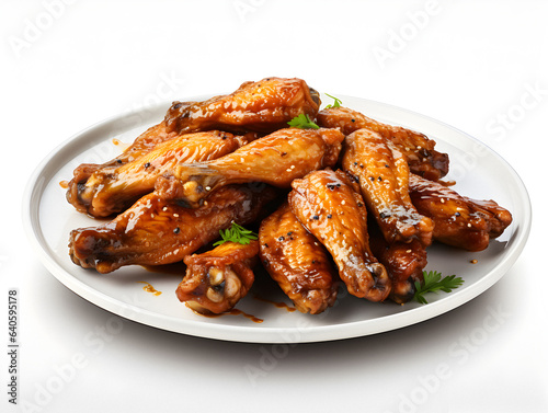Fried chicken wings in a white plate