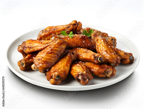 Fried chicken wings in a full white plate