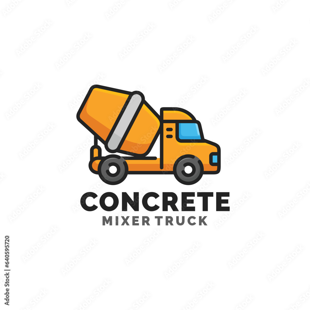 Concrete mixer truck logo design vector illustration