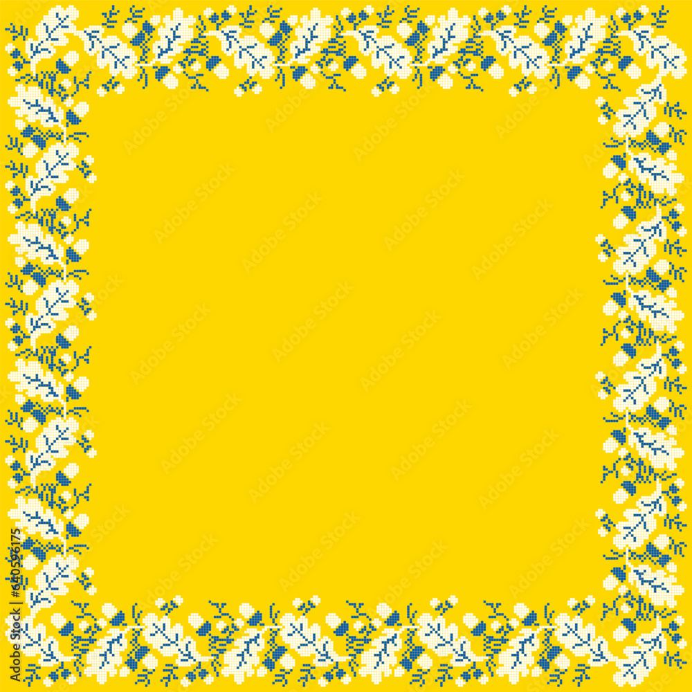 Vector illustration of Ukrainian ornament in ethnic floral style with oak leaves and acorns, identity, vyshyvanka, embroidery for print clothes, websites, banners. background. Floral design, border Vector illustration of Ukrainian ornament in ethnic floral style with oak leaves and acorns, identity, vyshyvanka, embroidery for print clothes, websites, banners. background. Floral design, border