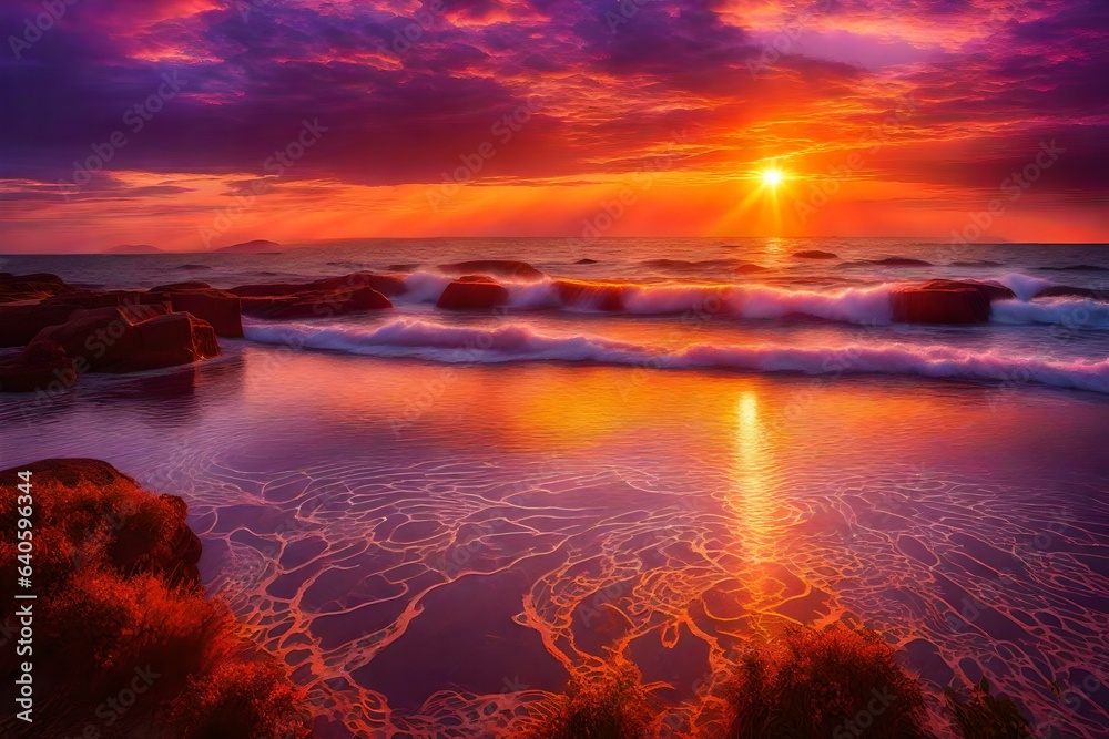 magical sunset over sea