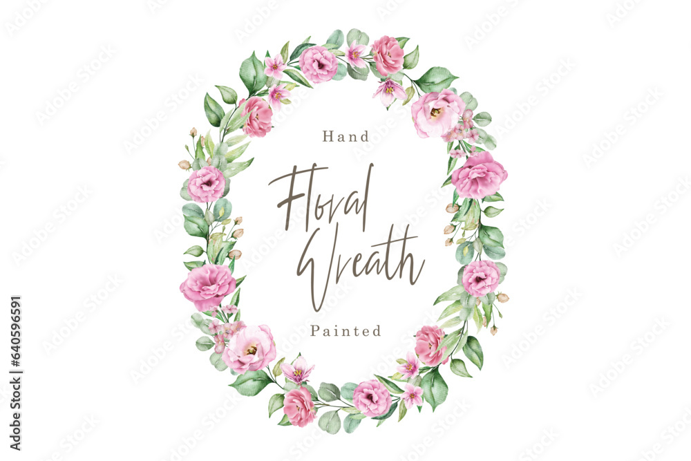  watercolor poppy floral wreath illustration