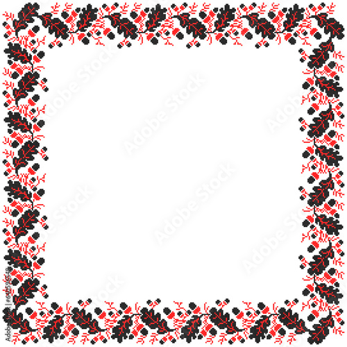 Wallpaper Mural Vector illustration of Ukrainian ornament in ethnic floral style with oak leaves and acorns, identity, vyshyvanka, embroidery for print clothes, websites, banners. background. Floral design, border Torontodigital.ca