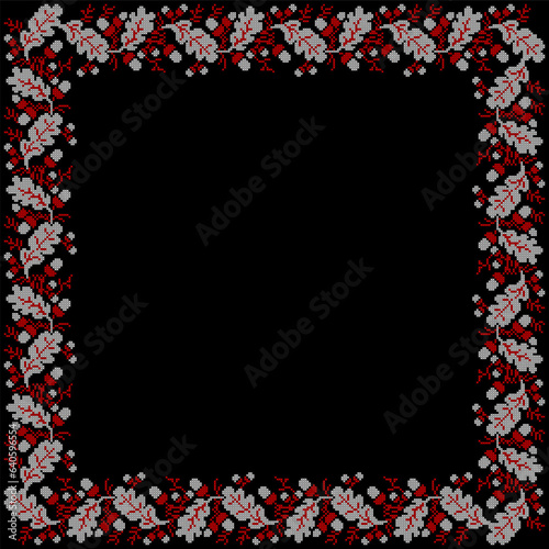 Wallpaper Mural Vector illustration of Ukrainian ornament in ethnic floral style with oak leaves and acorns, identity, vyshyvanka, embroidery for print clothes, websites, banners. background. Floral design, border Torontodigital.ca