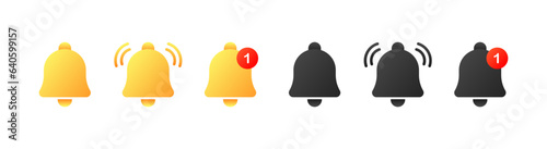 Notification icons. Different styles, color, bell notifications, new notification. Vector icons