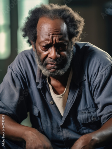 Bearing the Weight: A Black Person's Mental Health Struggle (Black, Elderly Man, African-American, Depression, Sadness, Raw Emotions, Human Emotions, Self Care, Self Love, Acceptance, Diversity) © dkornelia