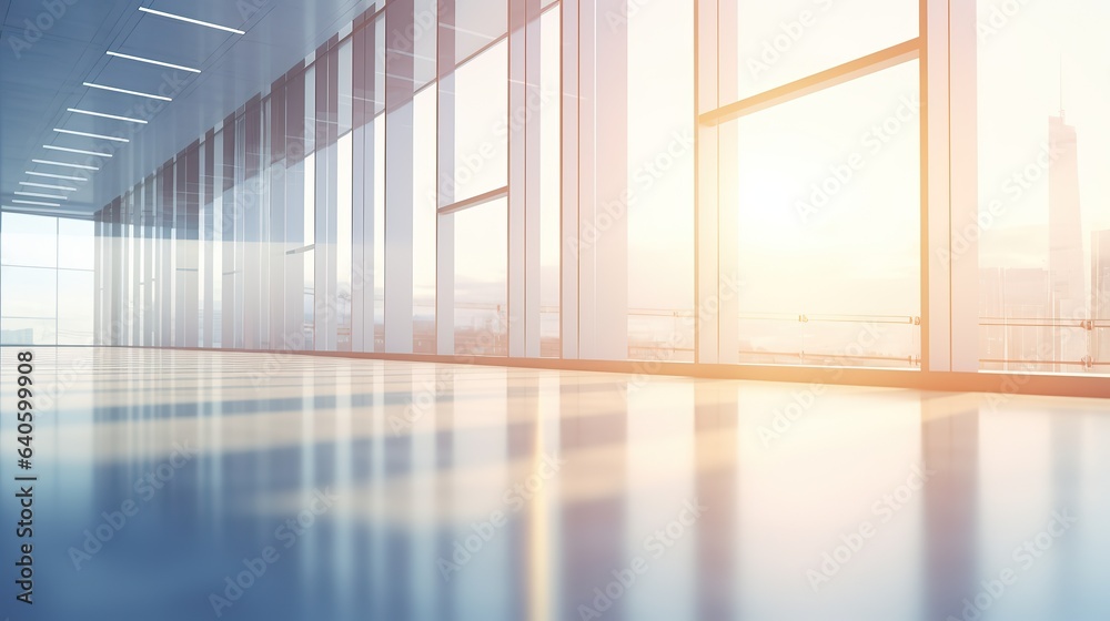 Fototapeta premium Modern glass office spaces in backlights