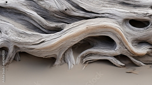 Fine textures of weathered driftwood on a beach