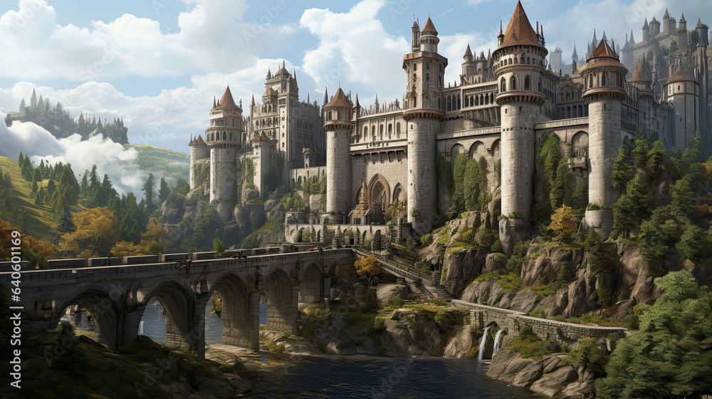 Obraz premium Astonishingly detailed view of a medieval castle's architecture