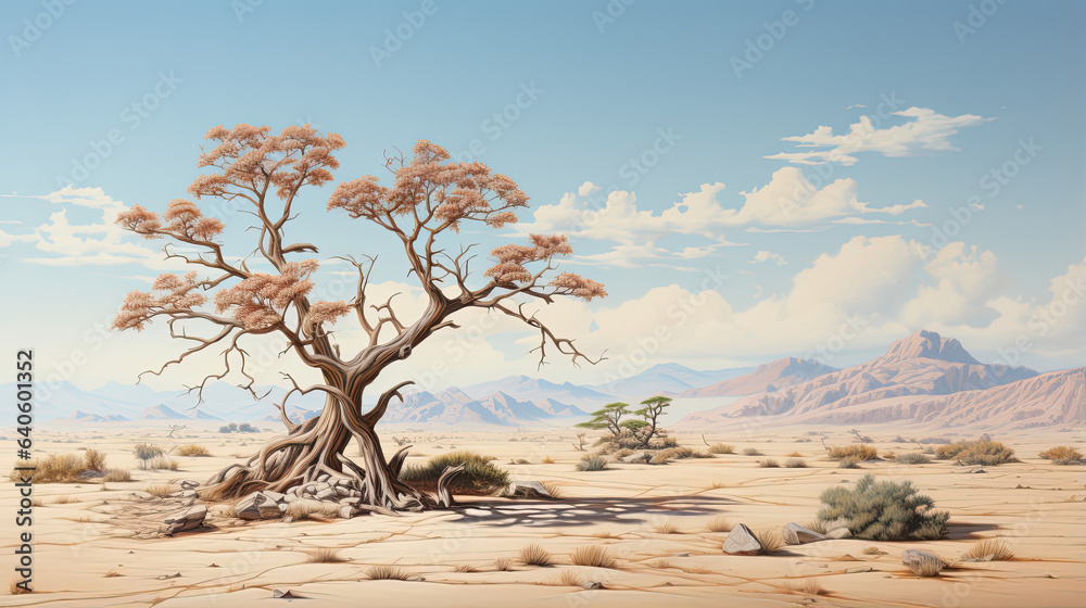 Hyperreal depiction of a serene desert landscape Hyperreal depiction of a serene desert landscape