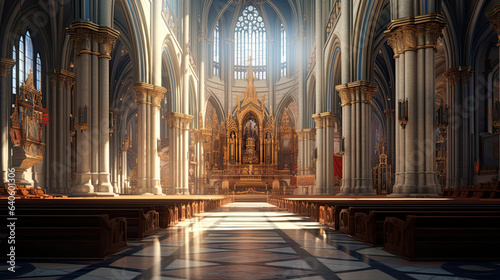 Astonishingly detailed view of a grand cathedral's interior