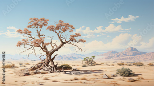 Hyperreal depiction of a serene desert landscape