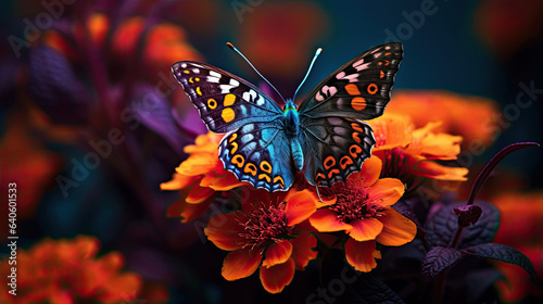 Intricate details of a butterfly resting on a flower