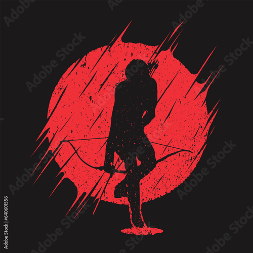 Archer silhouette with round brushstrokes suitable for t-shirt design
