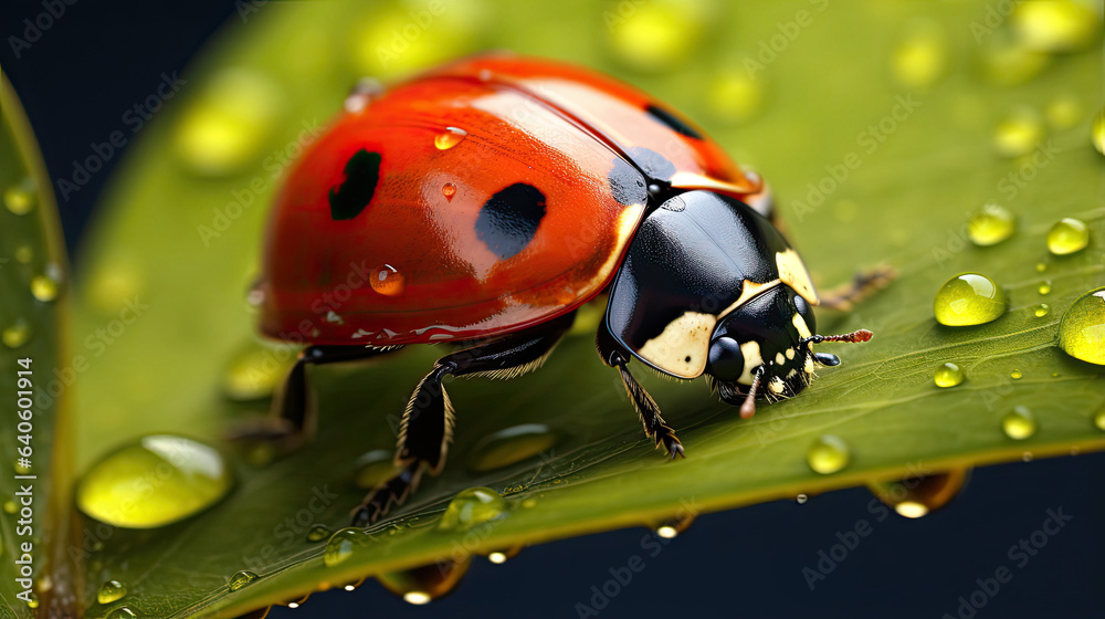 Astonishingly detailed close-up of a ladybug on a leaf Astonishingly detailed close-up of a ladybug on a leaf