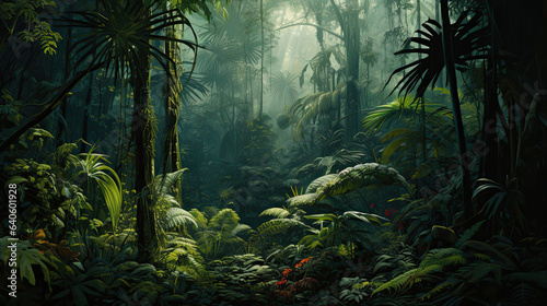 Hyperreal depiction of a dense tropical jungle © javier