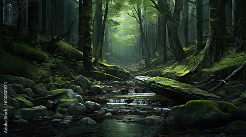 Ultra-detailed capture of a tranquil forest glen © javier