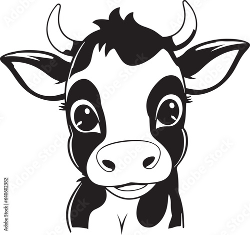 Cute cow icon, Baby cow head, Vector Illustration, SVG
