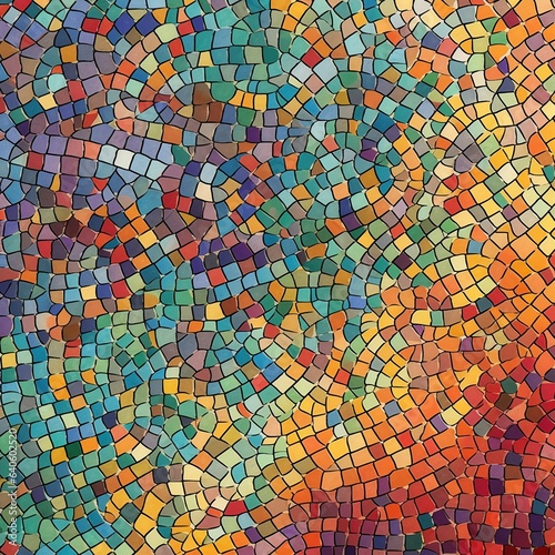 An artistic wallpaper featuring a mosaic of tiny colorful tiles forming an intricate pattern